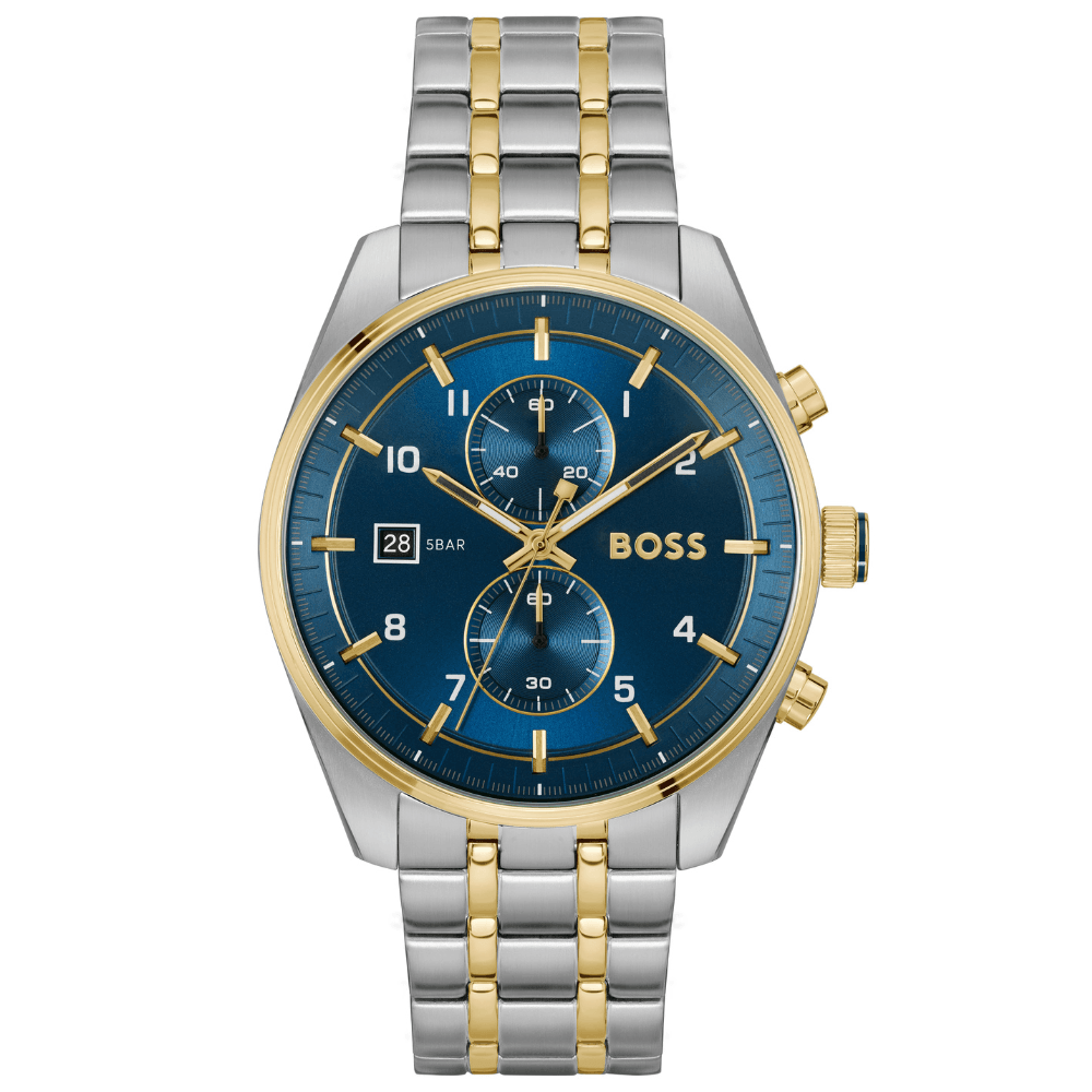 BOSS Men's Skytraveller Two Tone Chronograph Watch