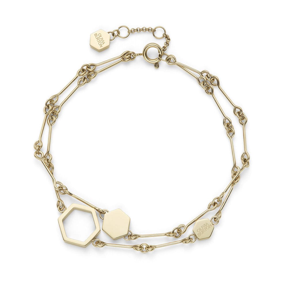 Olivia Burton Signature Honeycomb Gold Chain Bracelet