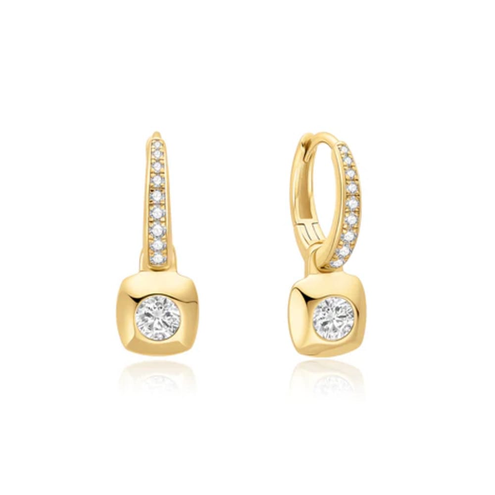 Ania Haie Gold Modern Bezel-Set Huggie Hoop Earrings