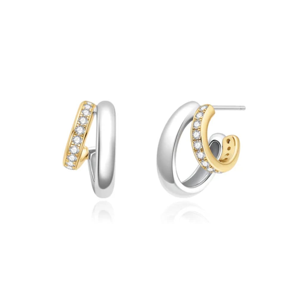Ania Haie Two-Tone Sparkling Stud Hoop Earrings
