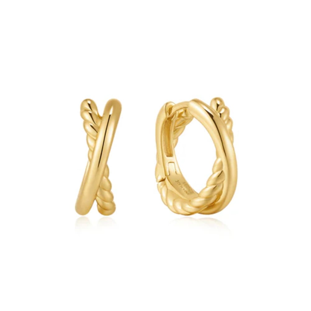 Ania Haie Gold Entwined Dual Huggie Hoop Earrings