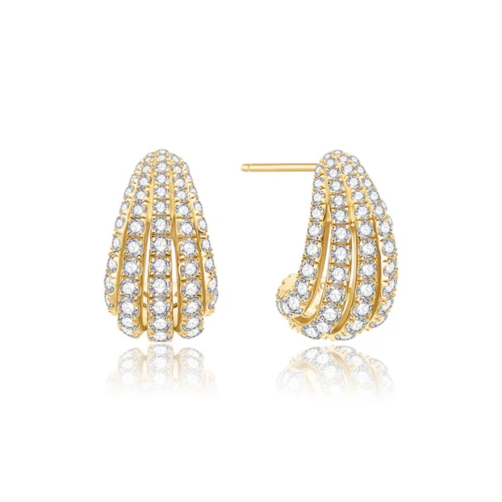 Ania Haie Gold Pavé Shrimp Stud Hoop Earrings