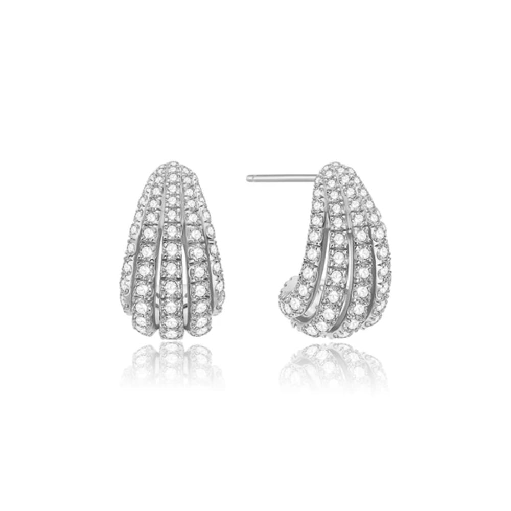 Ania Haie Silver Pavé Shrimp Stud Hoop Earrings