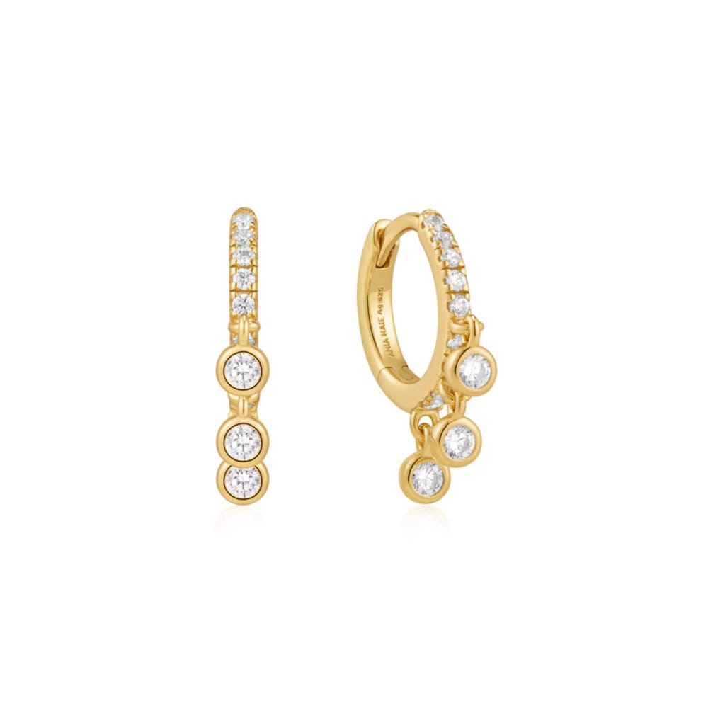Ania Haie Gold Trio-Drop Huggie Hoop Earrings