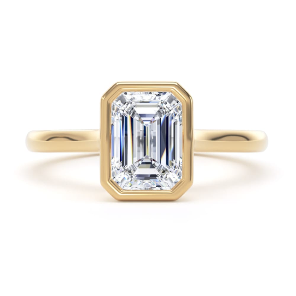 18ct Yellow Gold Lab Grown 1.45ct Emerald Cut Diamond Ring