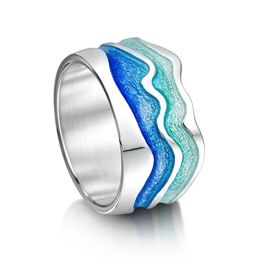 Sheila Fleet River Ripples Silver Ocean Hue Dress Ring