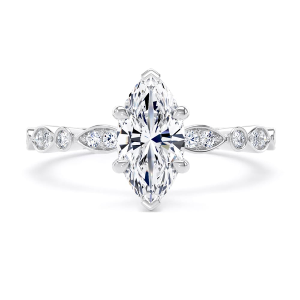 Platinum Lab Grown 1.15ct Marquise Diamond Trilogy Ring