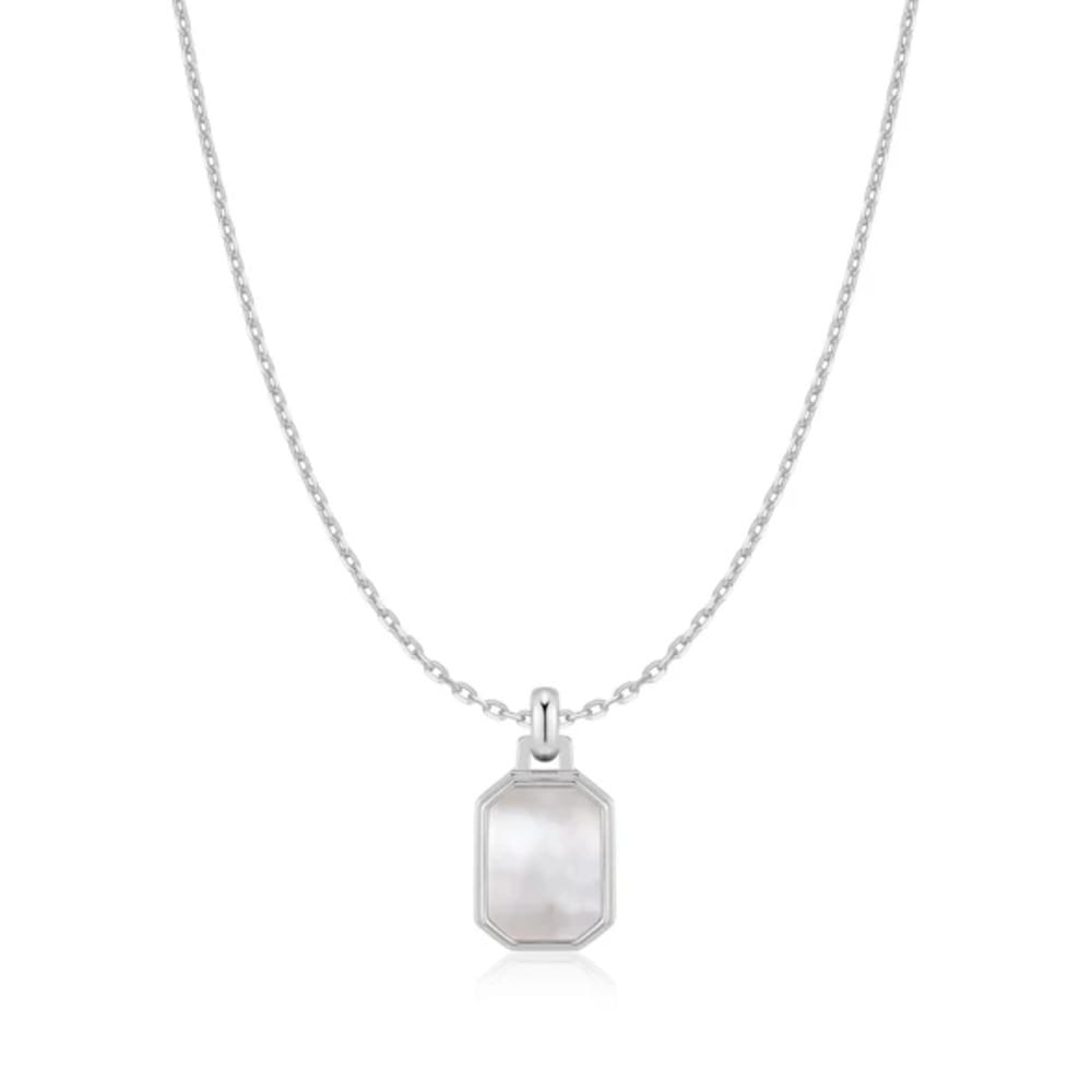 Ania Haie Silver Square Mother-of-Pearl Necklace