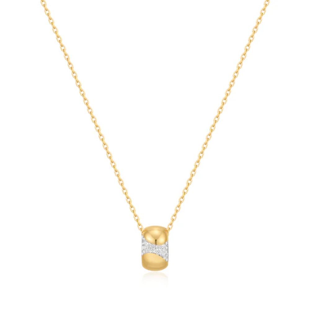 Ania Haie Gold Puffed Rivulet Pavé Necklace