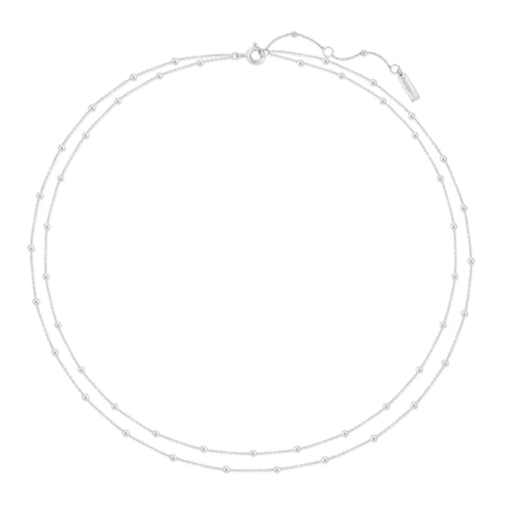 Ania Haie Silver Double Chain Bead Station Necklace
