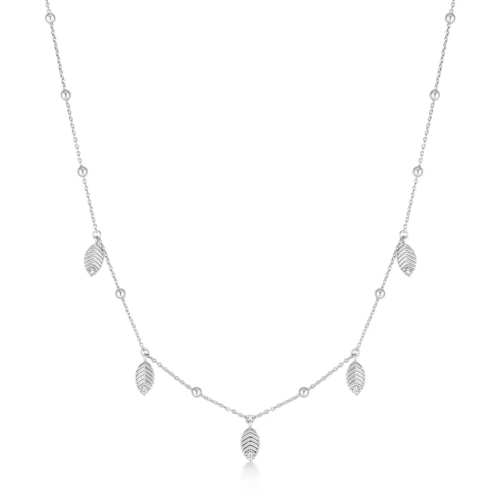 Ania Haie Silver Leaf Station Necklace