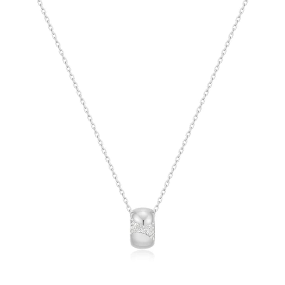 Ania Haie Silver Puffed Rivulet Pavé Necklace