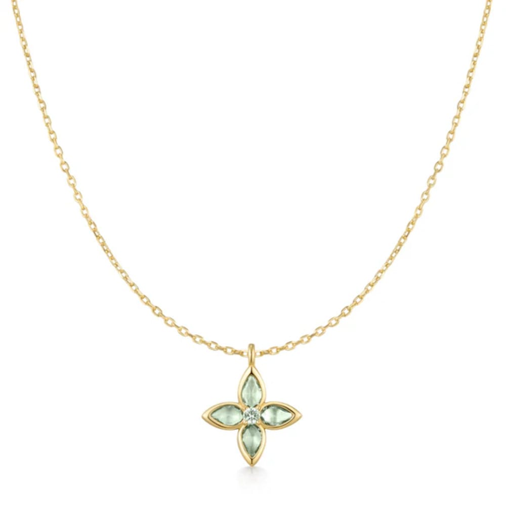 Ania Haie Gold Mint Green Lucky Clover Necklace