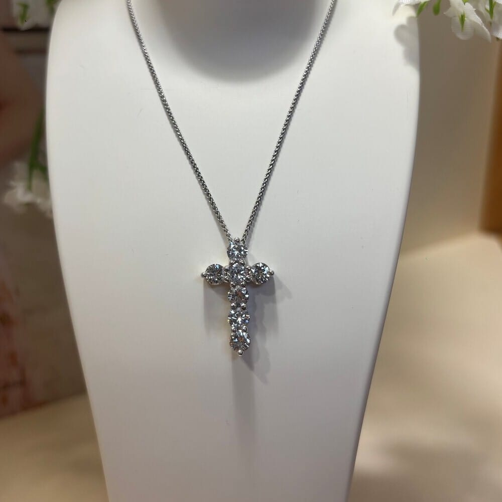 Pre-Owned 9ct White Gold and Diamond Cross