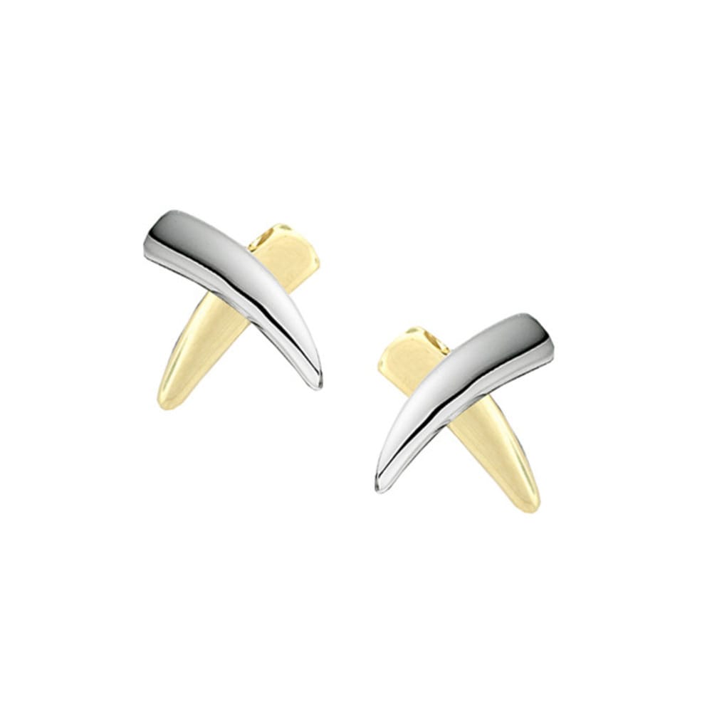 Amore Gold 9ct Yellow and White Gold Kiss Stud Earrings