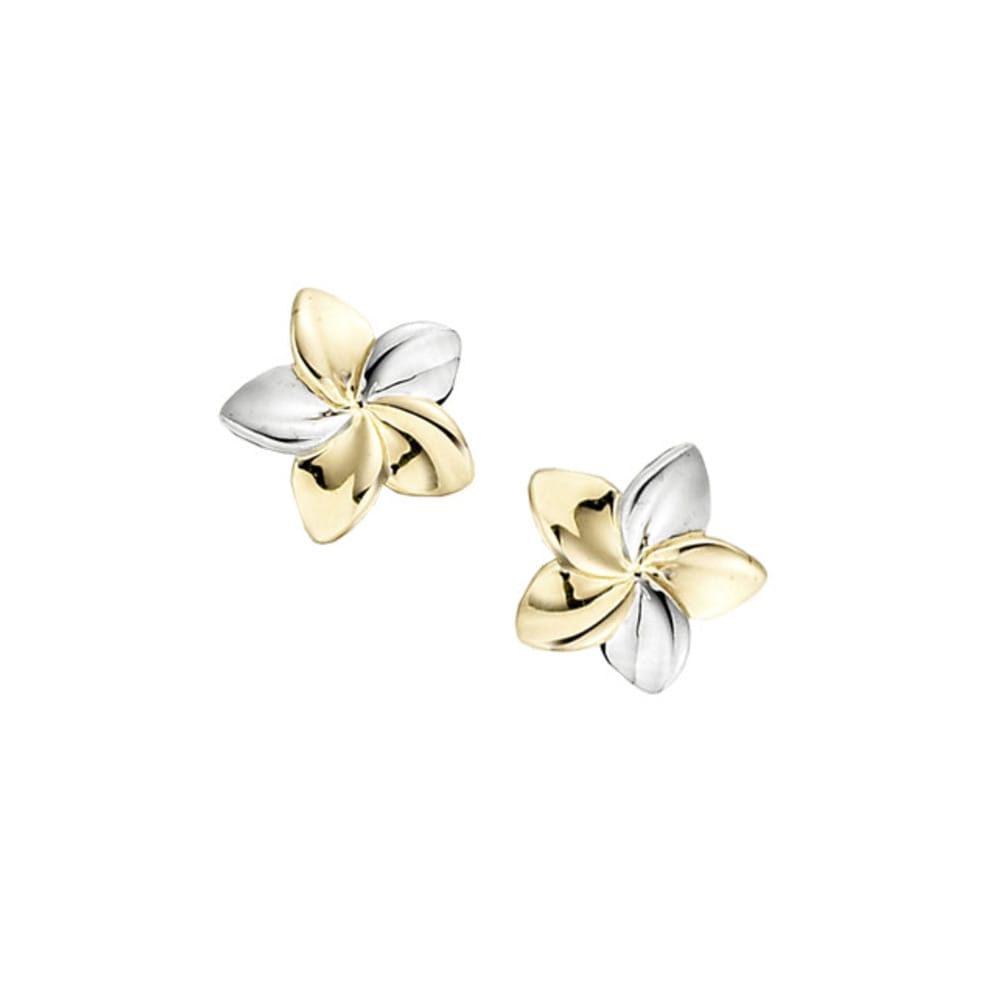 Amore Gold 9ct Yellow and White Sunflower Stud Earrings