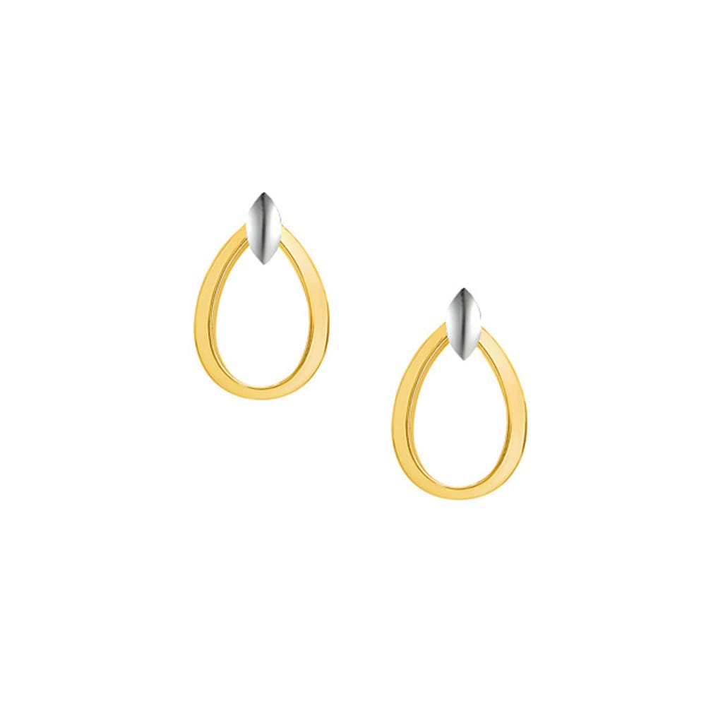 Amore Gold 9ct Yellow and White Gold Pear Shape Earrings