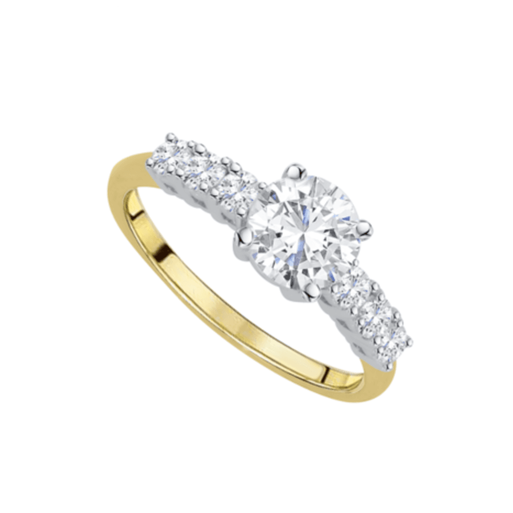 Amore Gold 9ct White and Yellow Gold CZ Ring