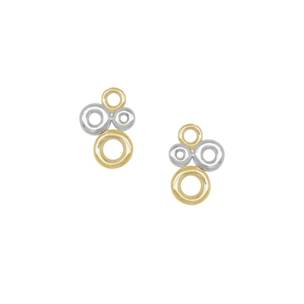 Amore Gold 9ct White and Yellow Open Multi Circle Stud Earrings