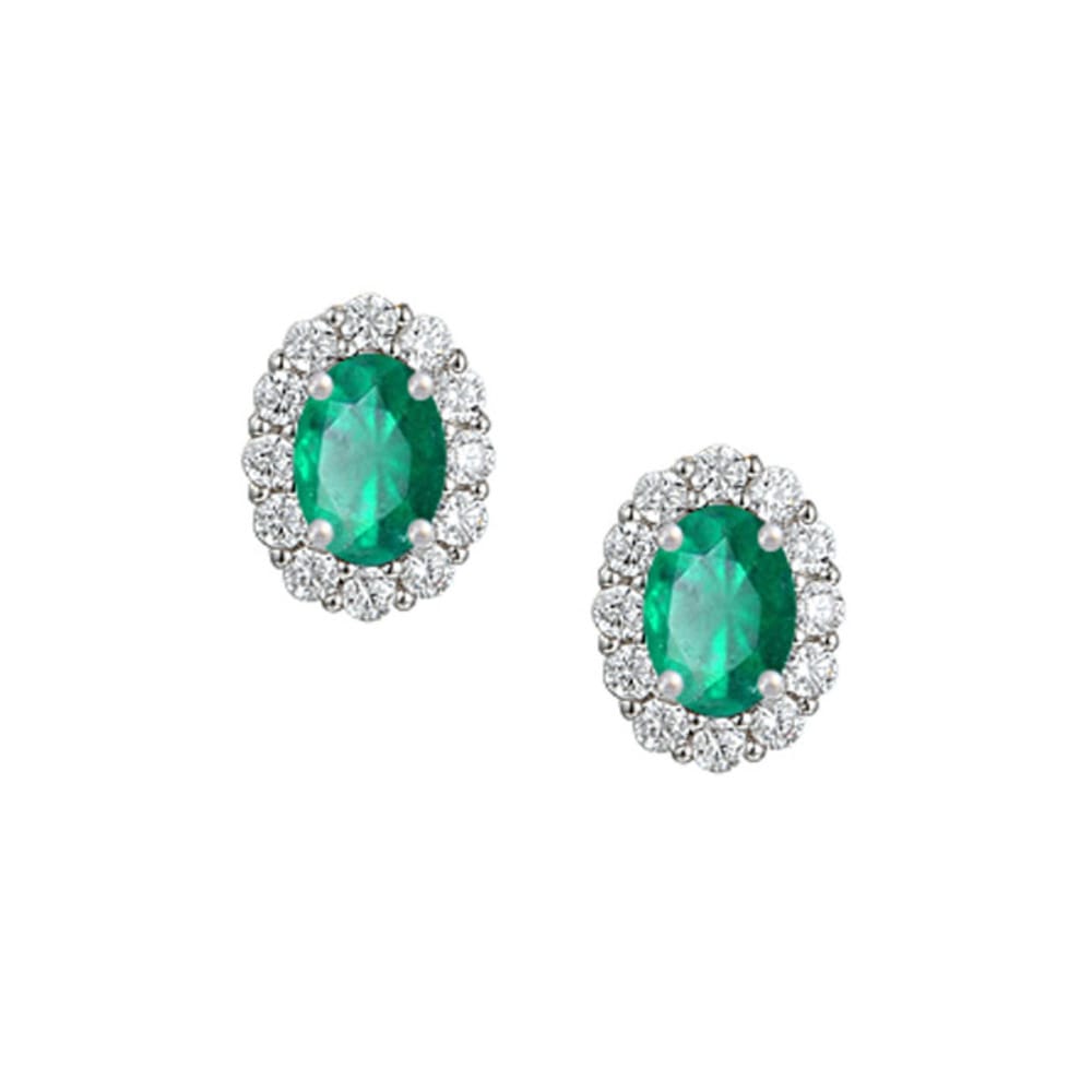 Amore Gold 9ct White Gold Emerald and Diamond Earrings