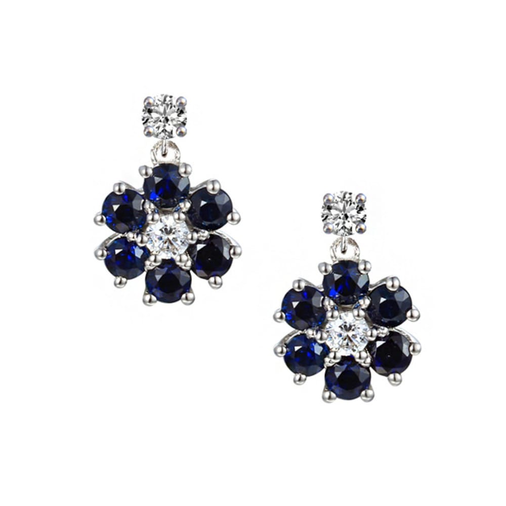 Amore Gold 9ct White Gold Diamond and Sapphire Earrings