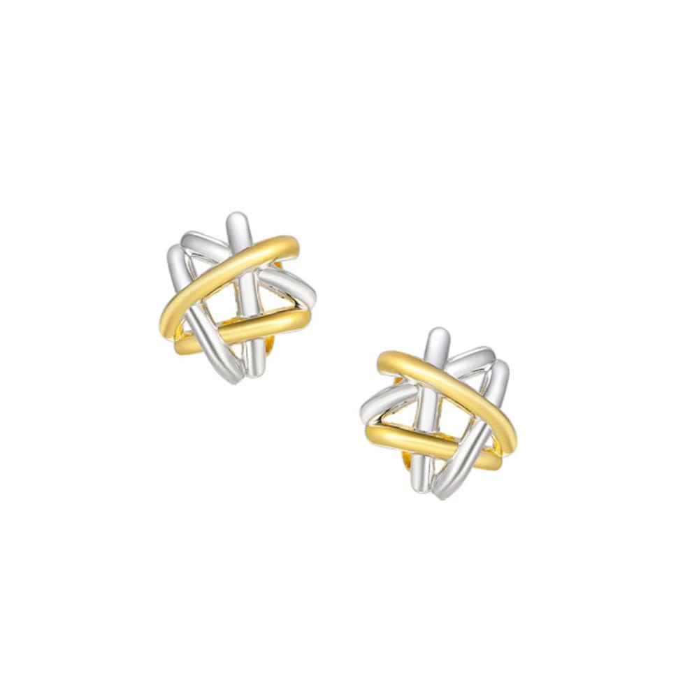 Amore Gold 9ct Yellow and White Gold Open Star Earrings