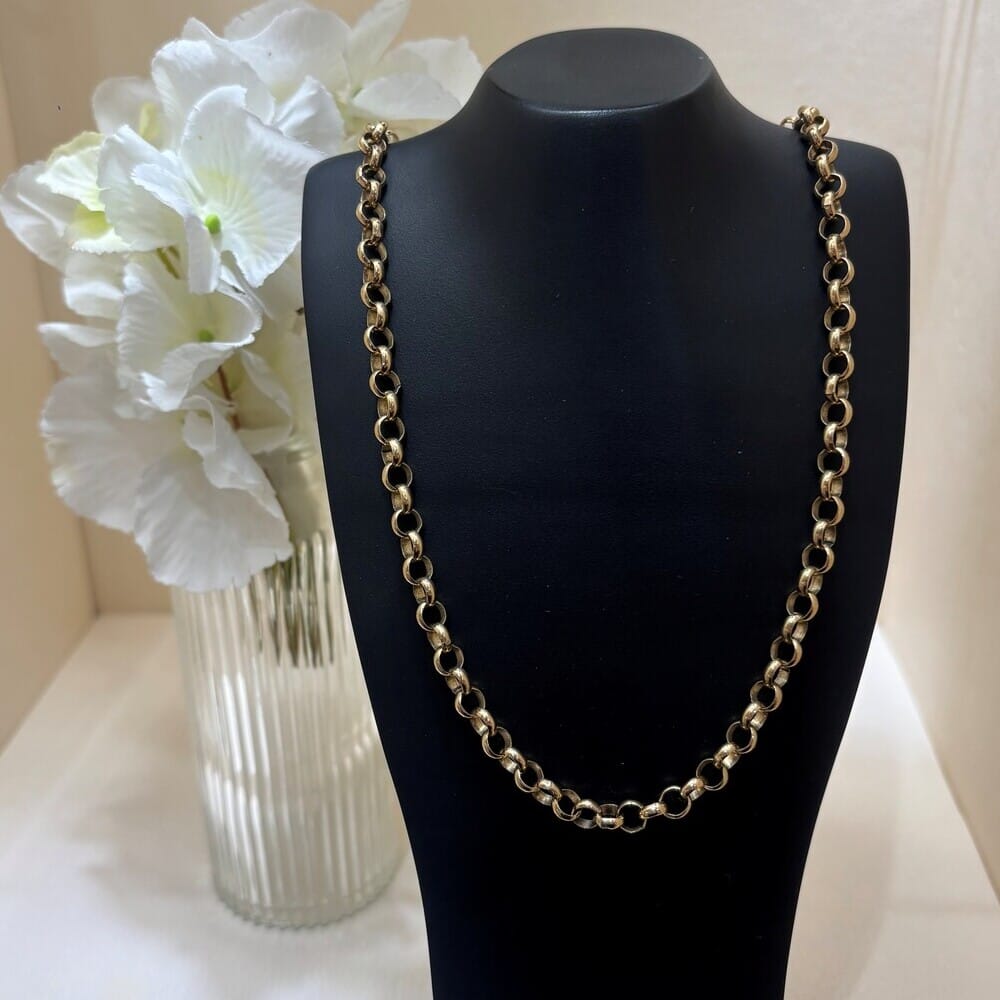 Pre-owned 9ct Yellow Gold Round Belcher Link Chain