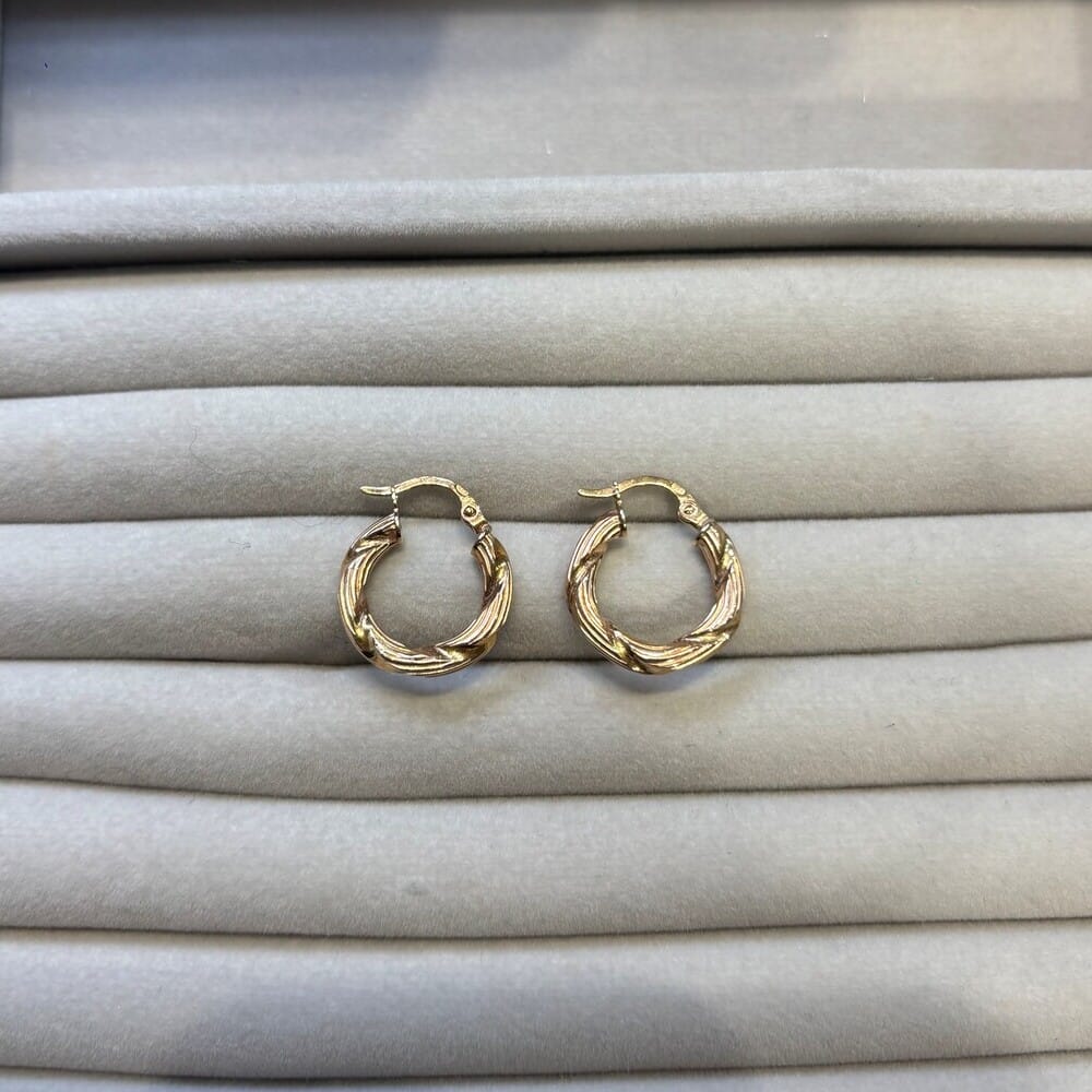 9ct Yellow Gold Twisted Hoop Earrings