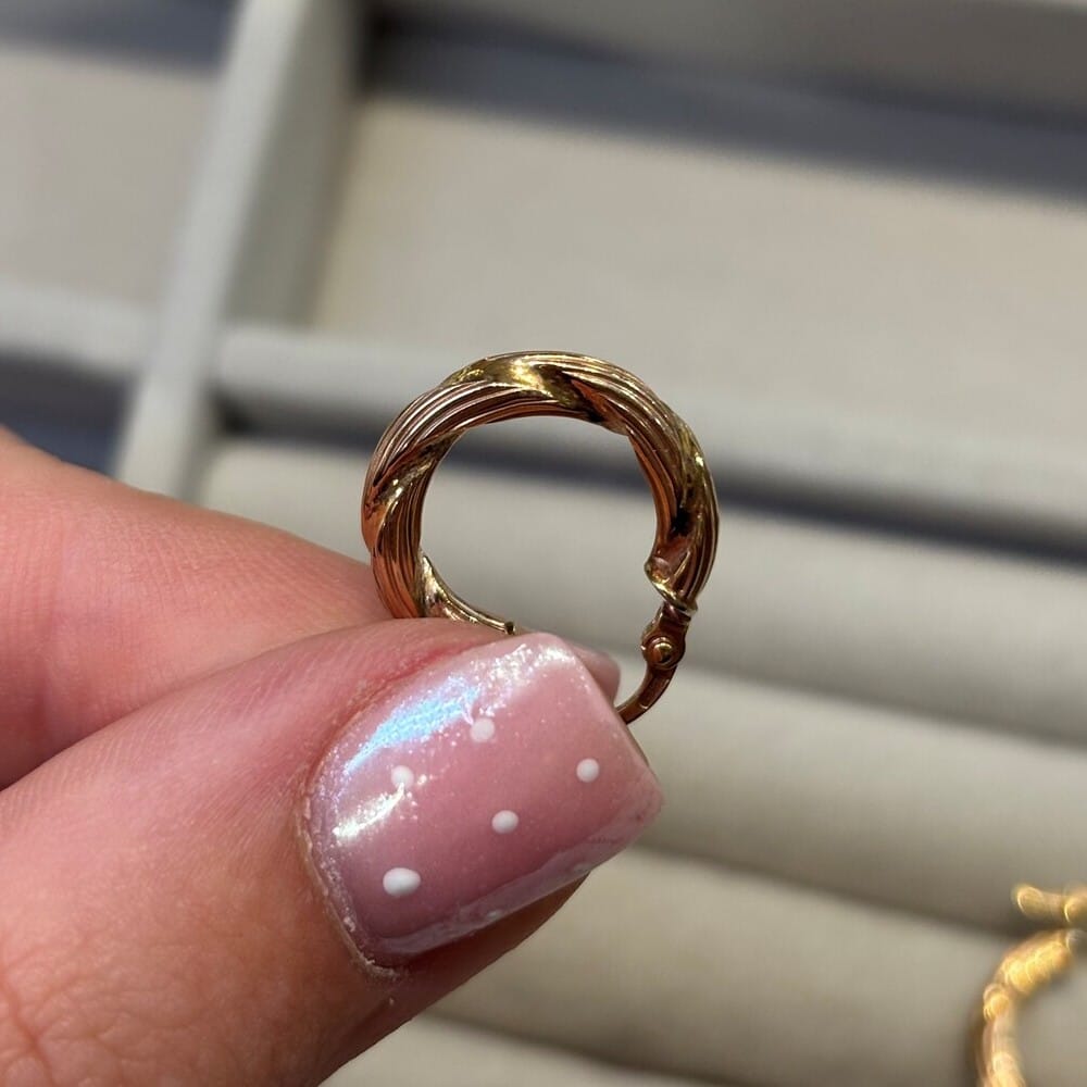 9ct Yellow Gold Twisted Hoop Earrings - Image 3