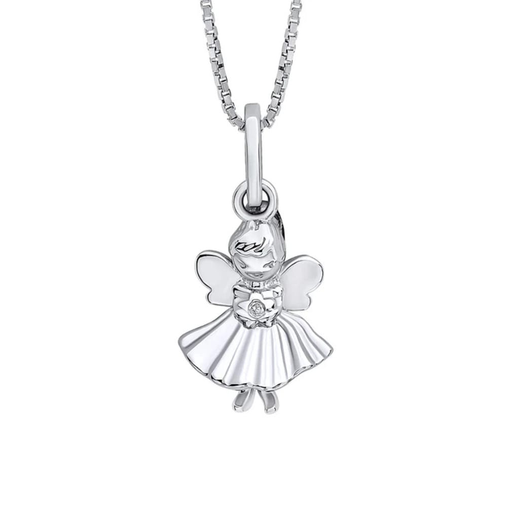 D For Diamond Sterling Silver Diamond Fairy Pendant