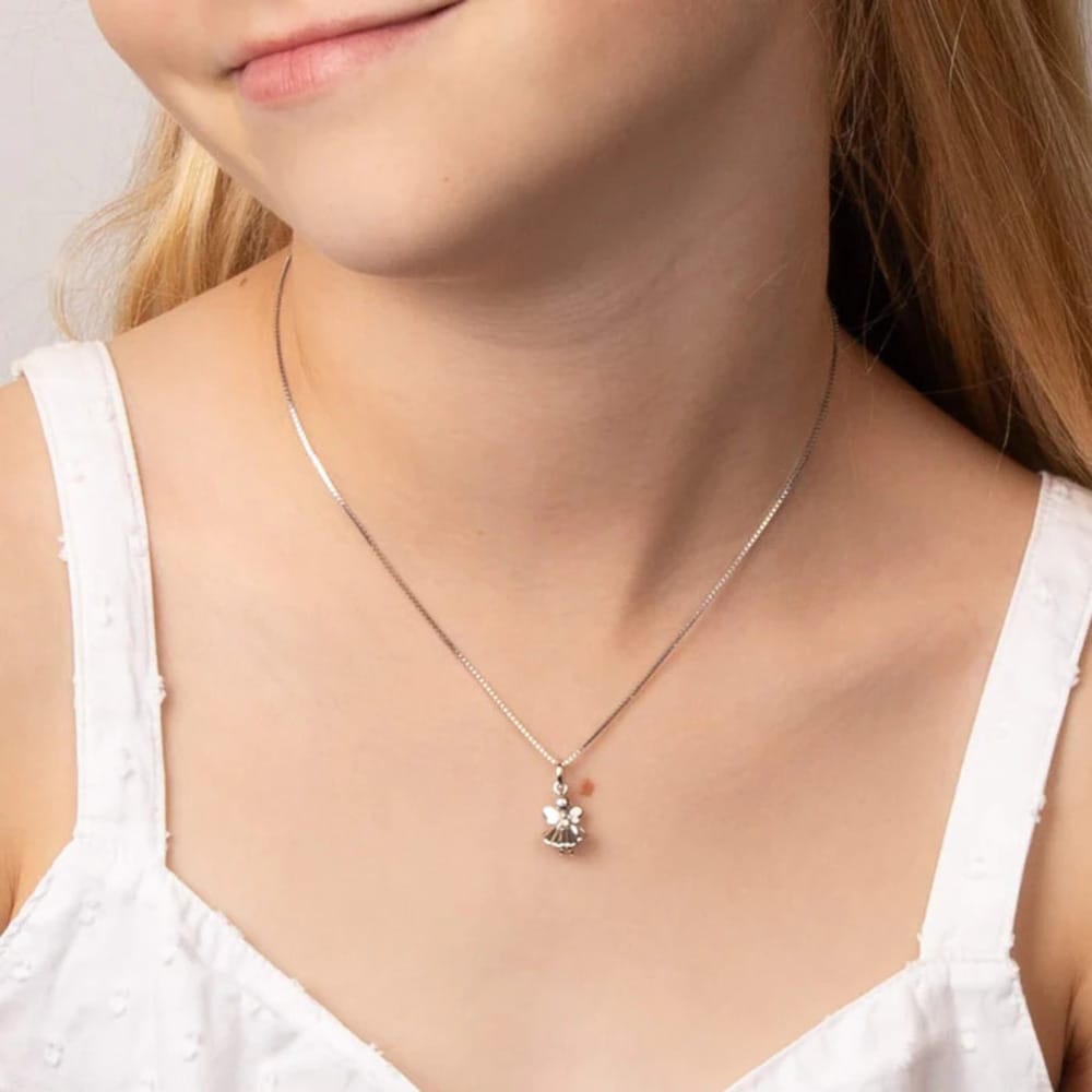 D For Diamond Sterling Silver Diamond Fairy Pendant - Image 2
