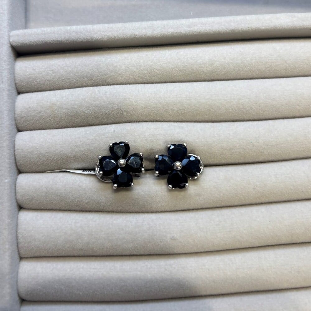 Pre-owned Sapphire and 14ct White Gold Clip-on Earrings