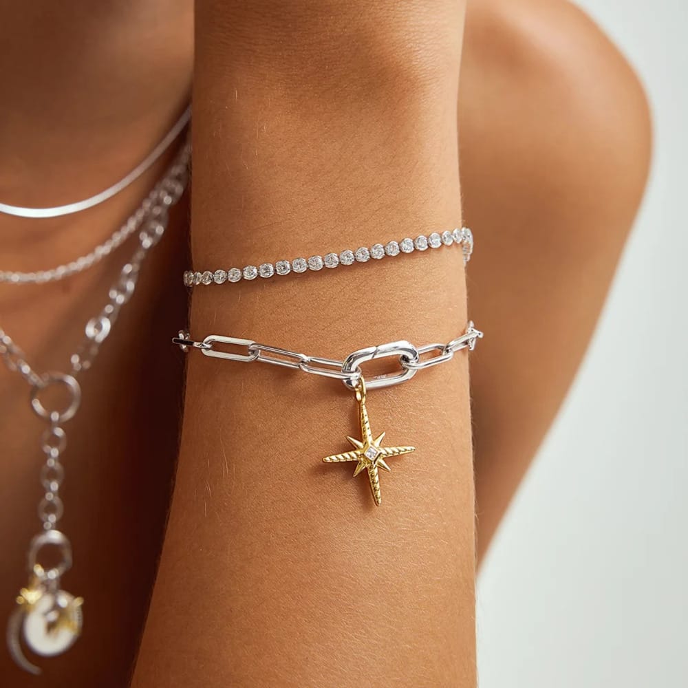 Ania Haie Silver Row Bezel Set Bracelet - Image 2
