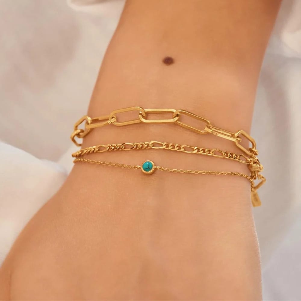 Ania Haie Gold Bezel-Set Lab-Created Turquoise Solitaire Bracelet - Image 2