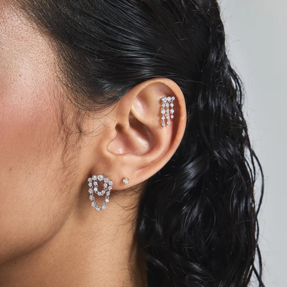 Ania Haie Silver Triple Fringe Barbell Earring - Image 2