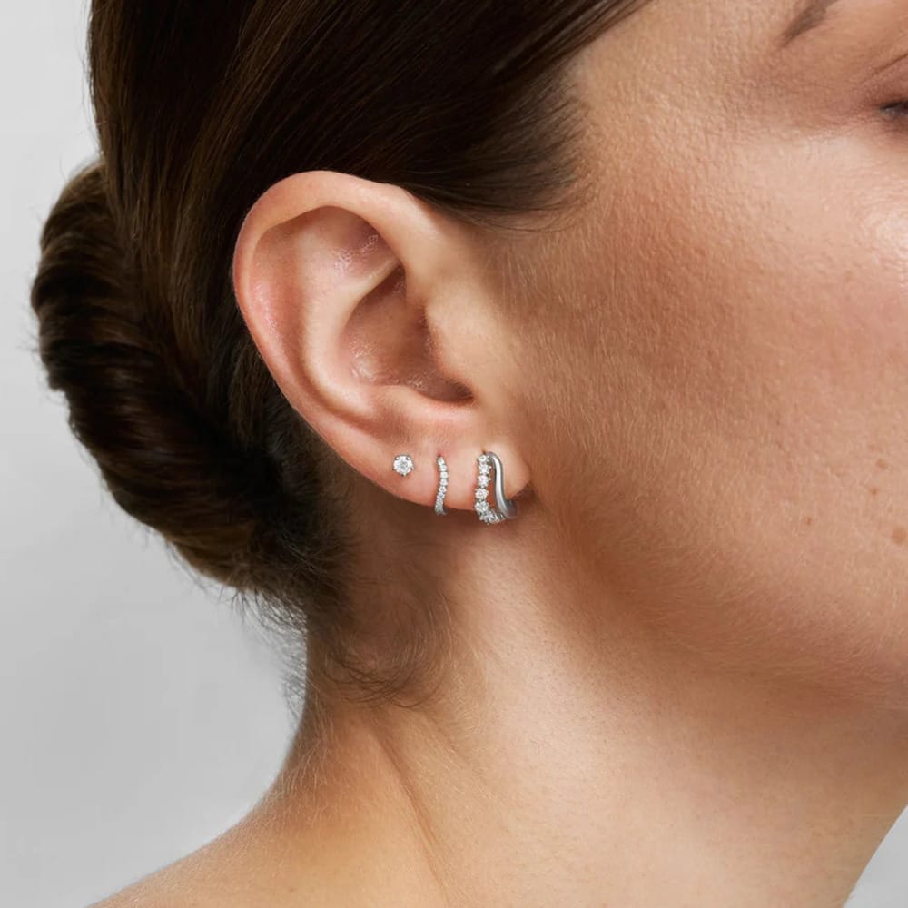Ania Haie Silver Duet Wave Huggie Hoop Earrings - Image 2