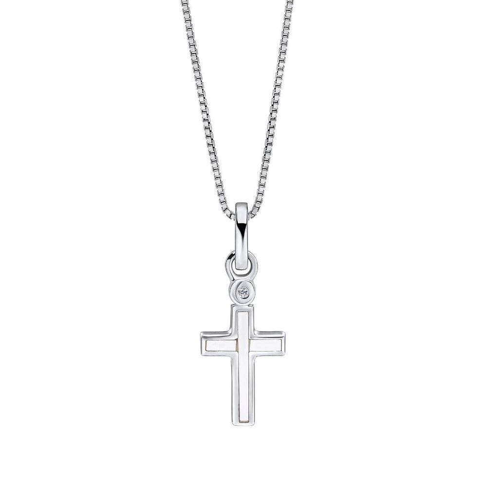 D for Diamond Mother of Pearl Cross Pendant
