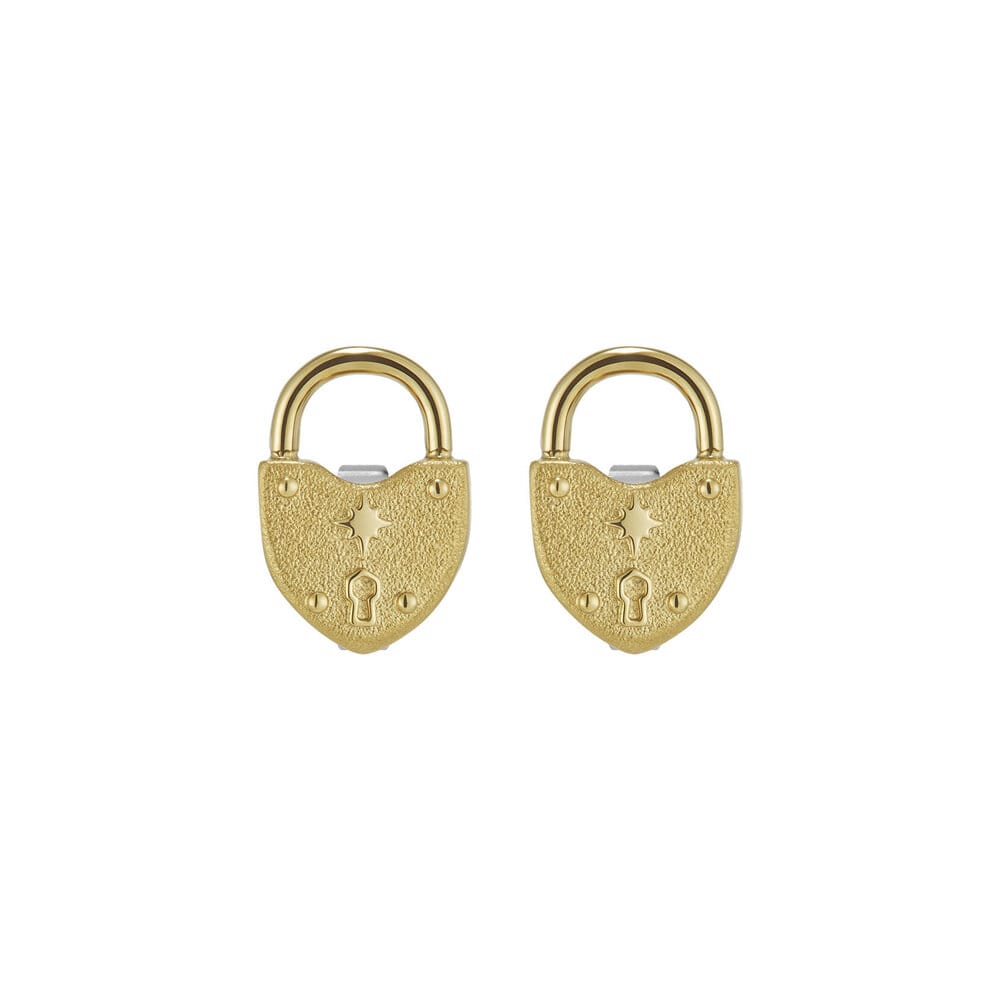 Olivia Burton Classic Lock Heart Gold Plated Stud Earrings
