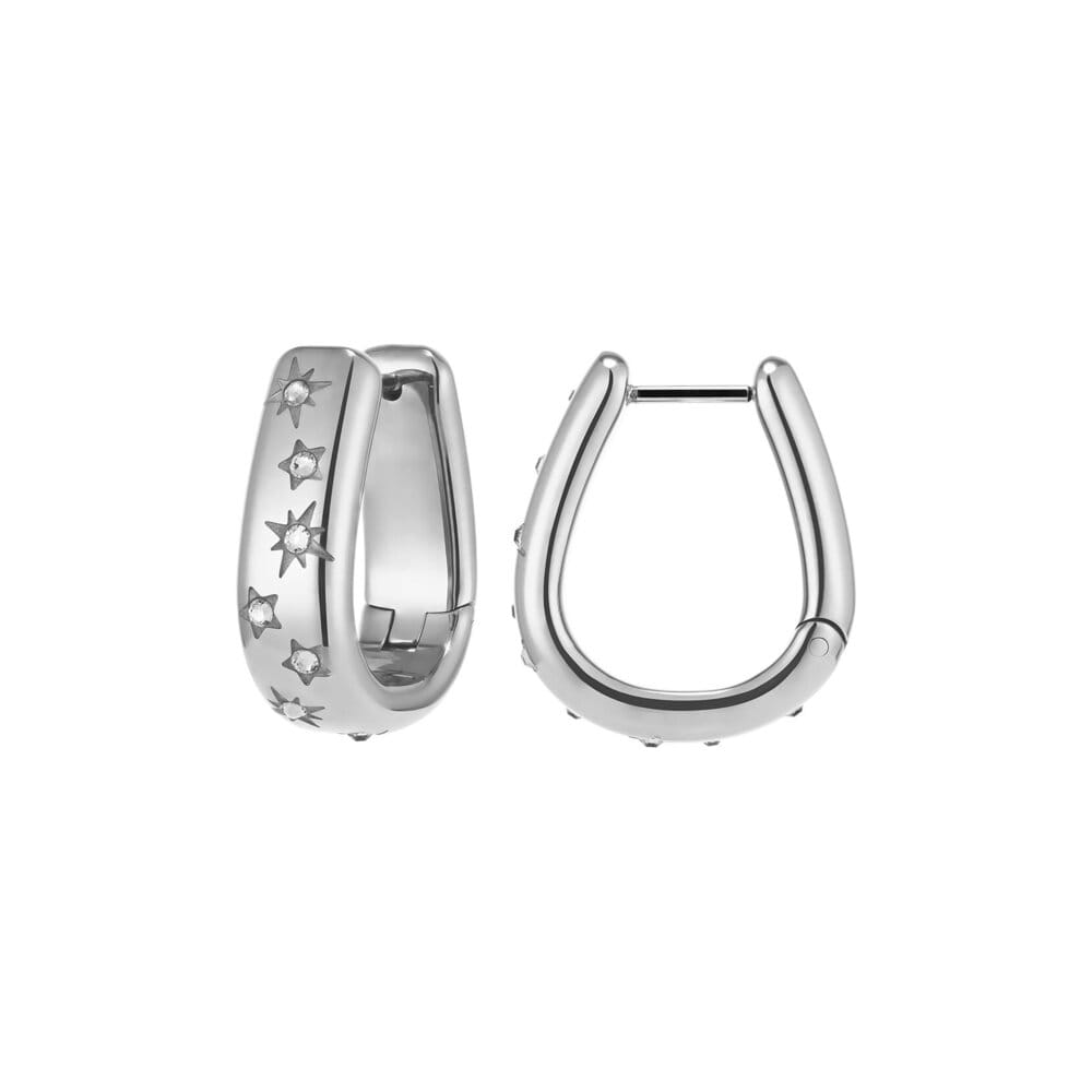 Olivia Burton Classic Celestial Crystal Silver Tone Hoop Earrings - Image 2