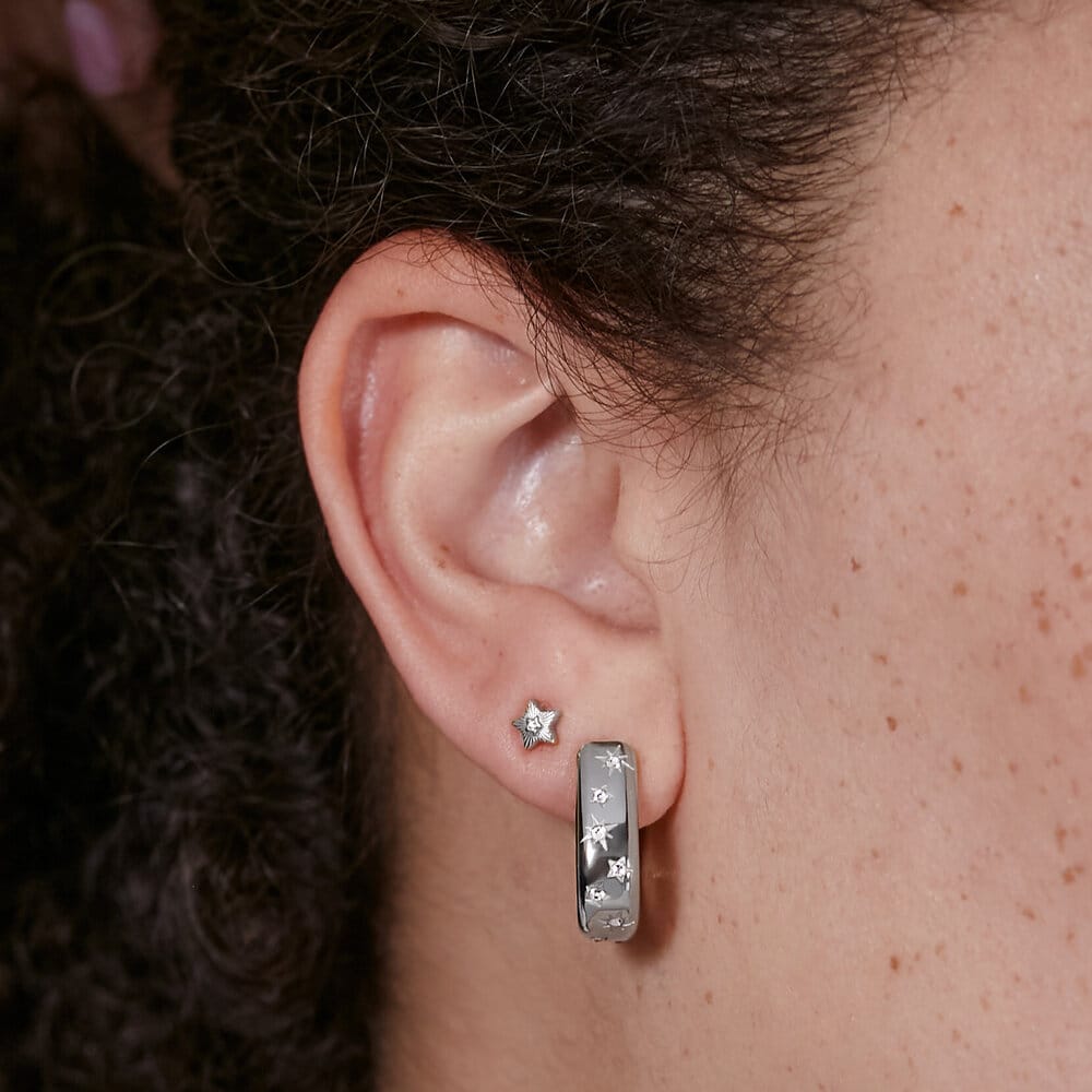 Olivia Burton Classic Celestial Crystal Silver Tone Hoop Earrings - Image 3