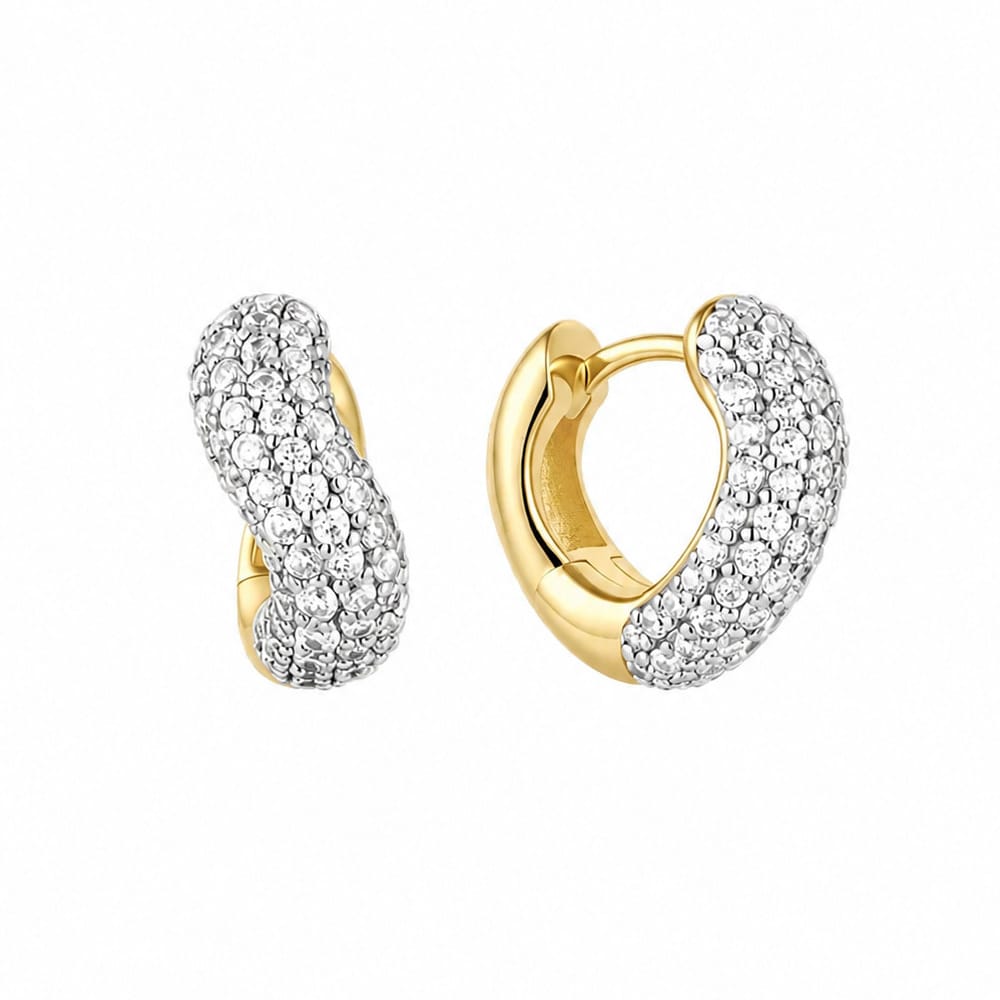 Gold Chunky Pavé Wave Huggie Hoop Earrings Ania Haie