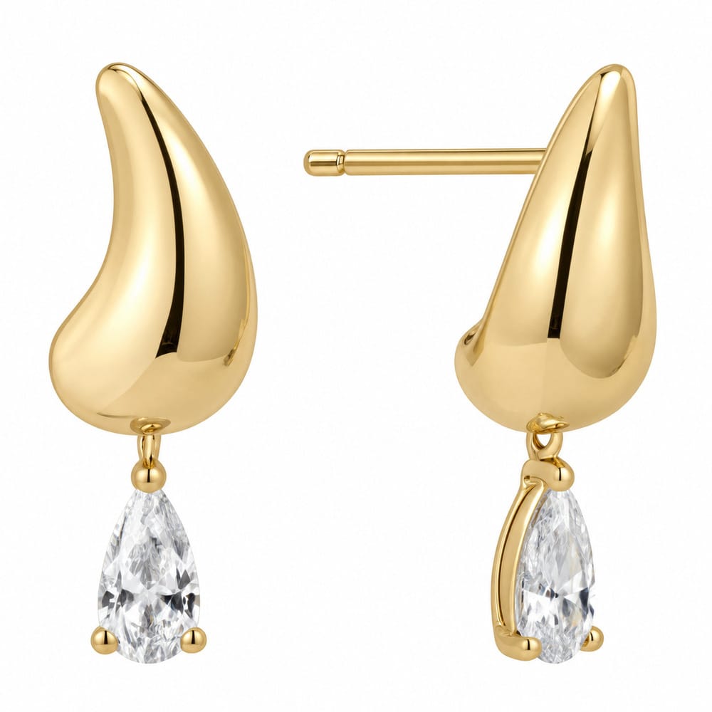Gold Curved Teardrop Dangle Stud Earrings Ania Haie