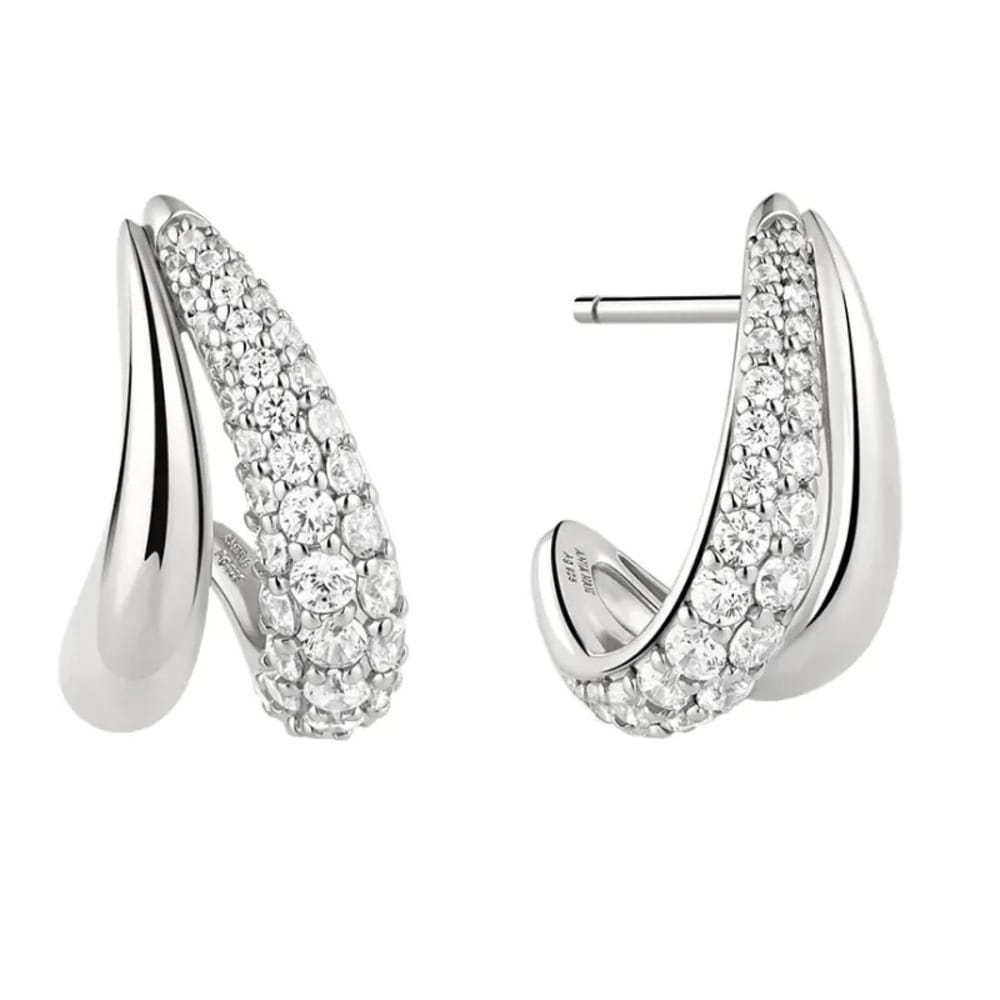 Silver Duet Stud Hoop Earrings Ania Haie