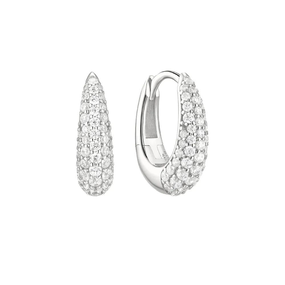 Silver Fluid Light Pavé Huggies Ania Haie