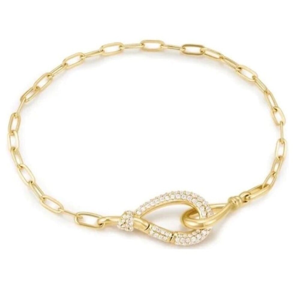 Gold Interlocked Pavé Polished Knot Bracelet Ania Haie