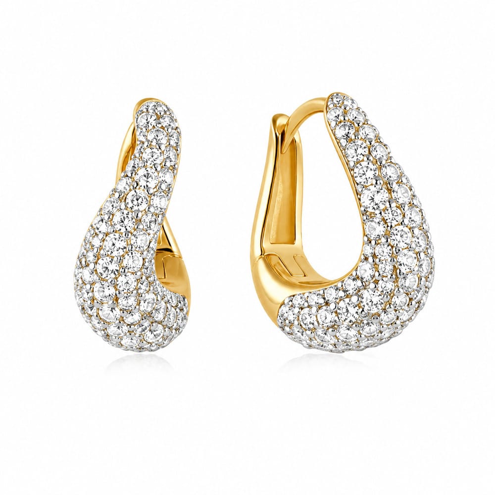 Ania Haie Gold Pavé Wave Huggie Hoop Earrings