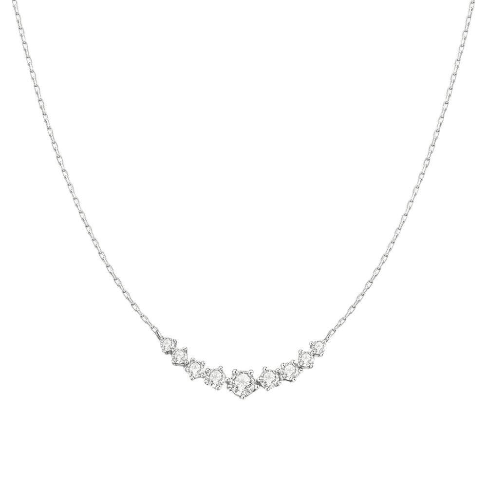 Ania Haie Silver Graduated Pavé Arc Necklace