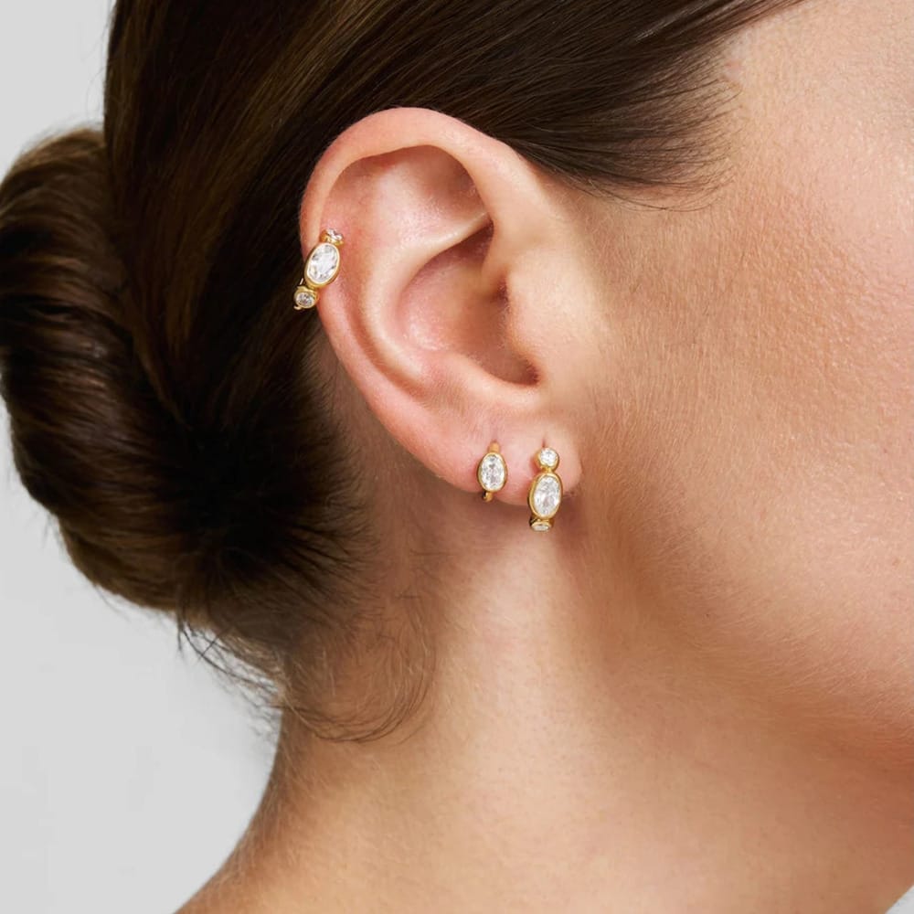 Gold Bezel Organic Pebble Huggie Hoop Earrings Ania Haie - Image 2