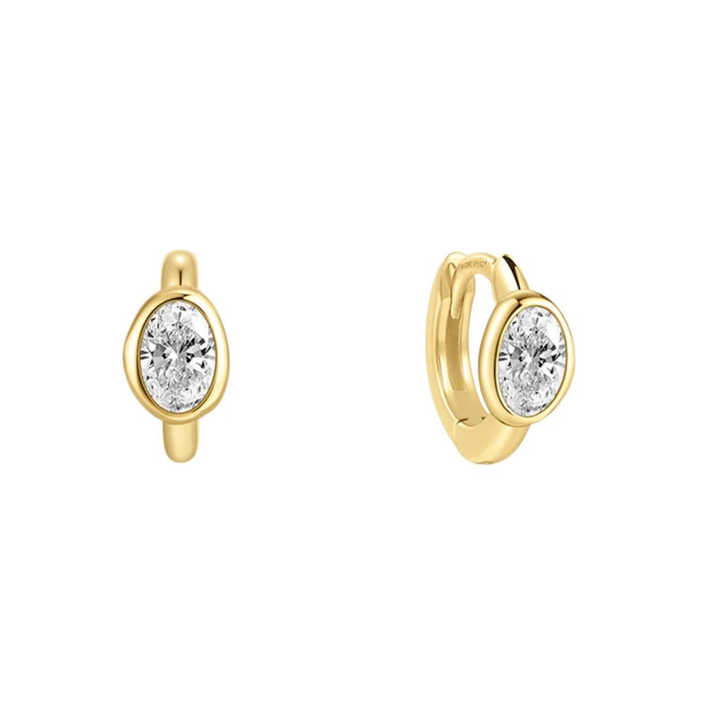 Gold Bezel Organic Pebble Huggie Hoop Earrings Ania Haie