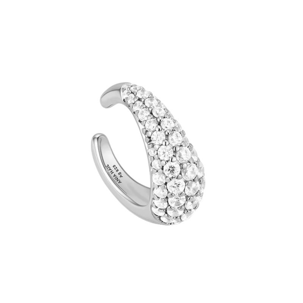 Silver Pavé Curved Teardrop Ear Cuff Ania Haie